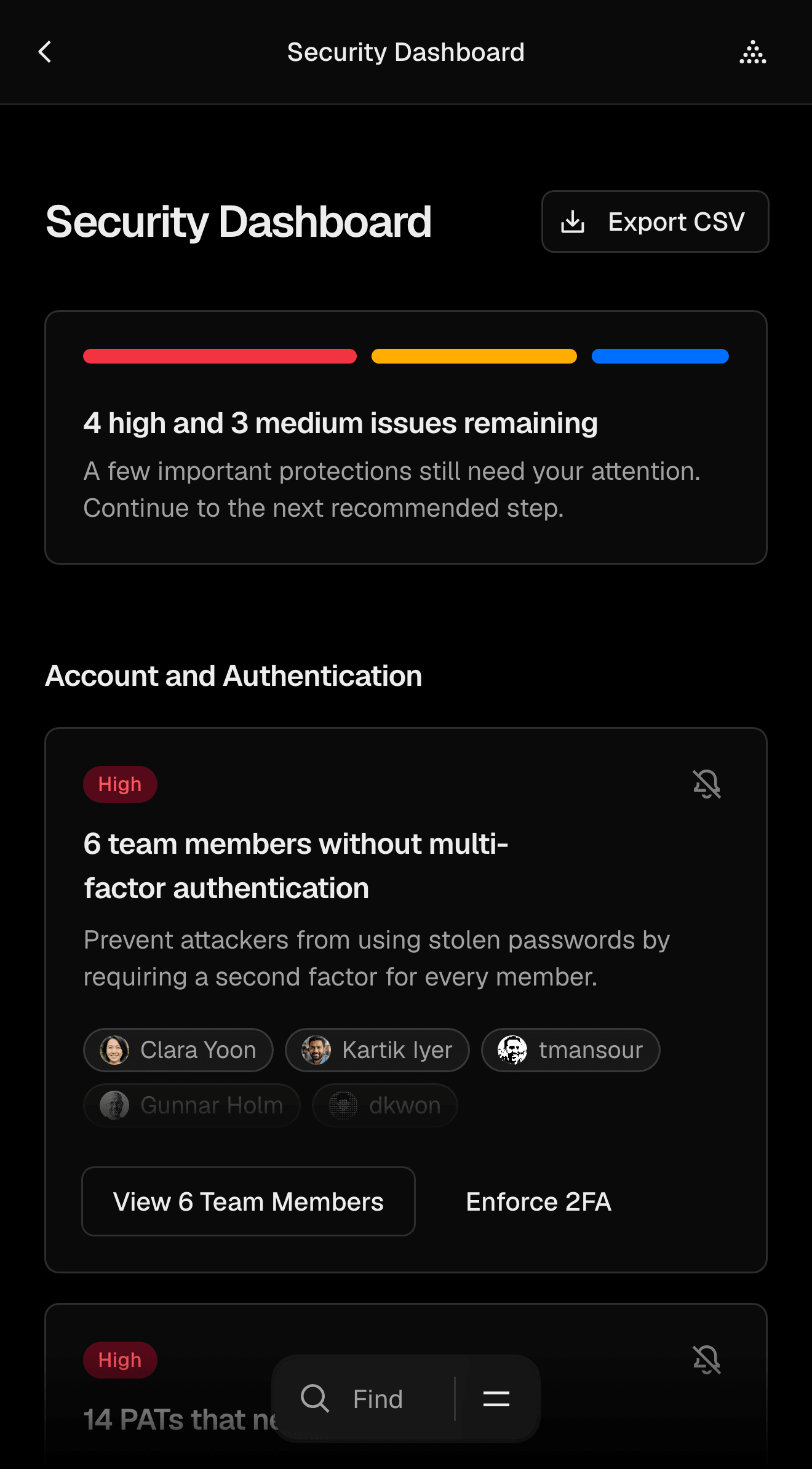The Vercel Security Dashboard provides a global view of vulnerabilities across users and projects.
