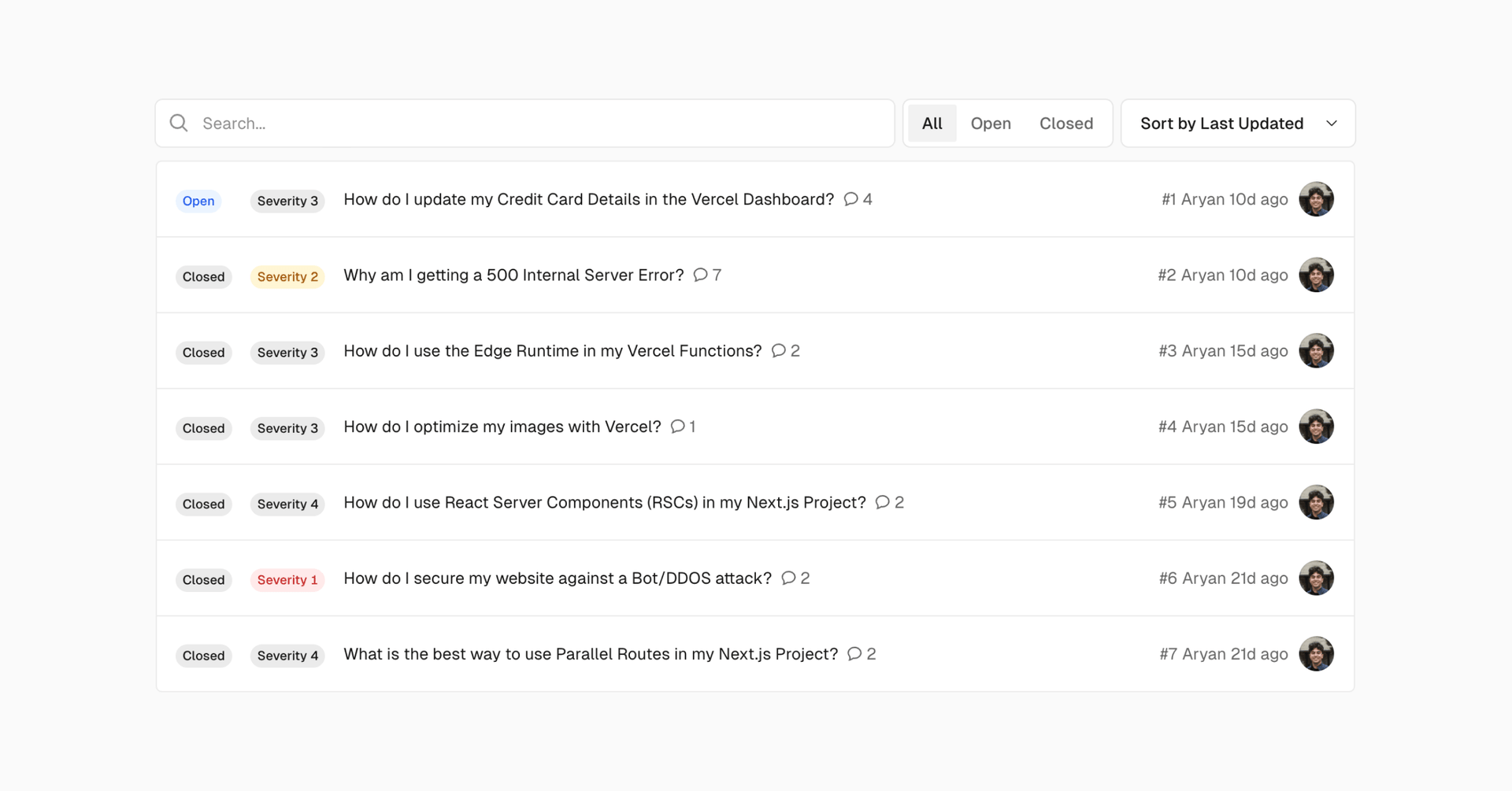 Screenshot of Support Center after changes