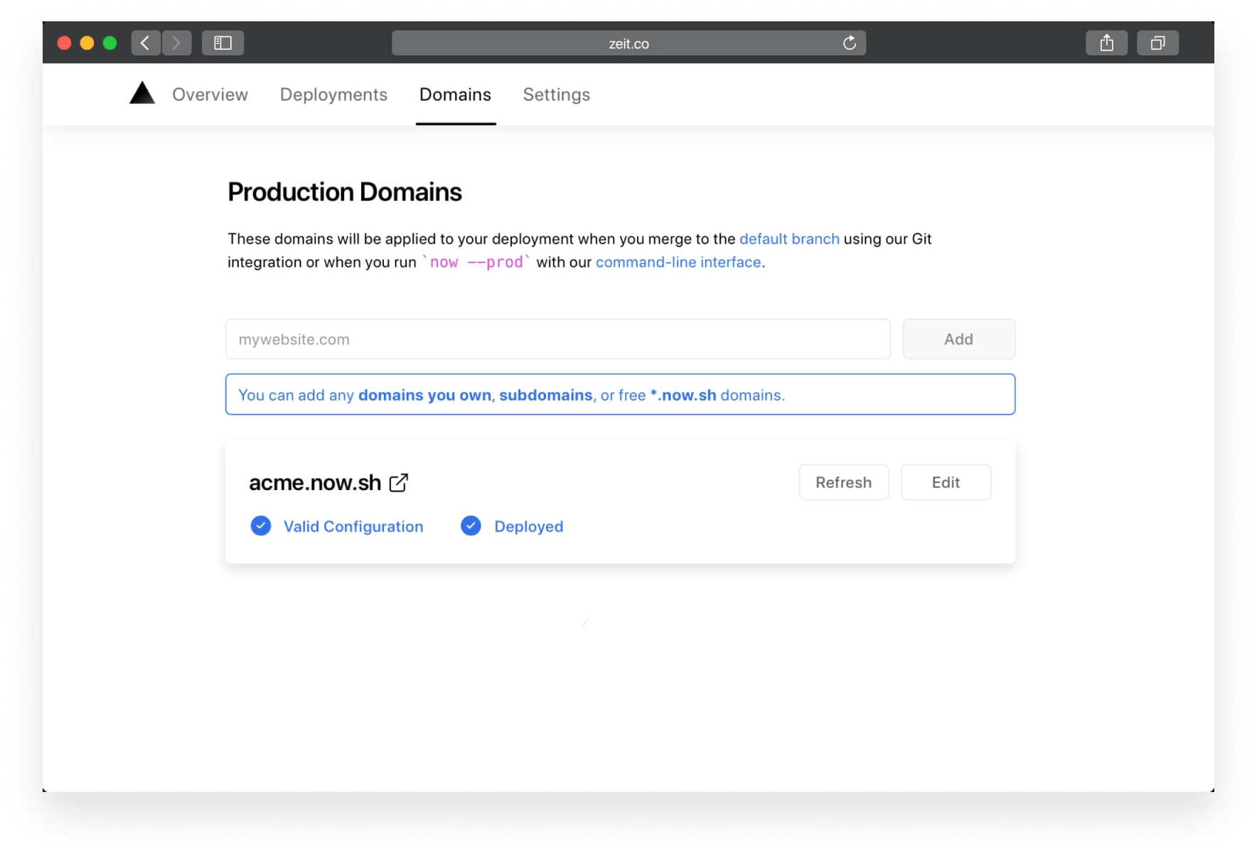 A valid production domain