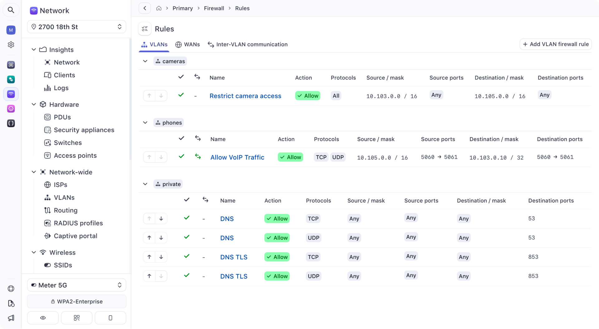 Meter's web application, an intuitive dashboard for network management, hosted on Vercel.